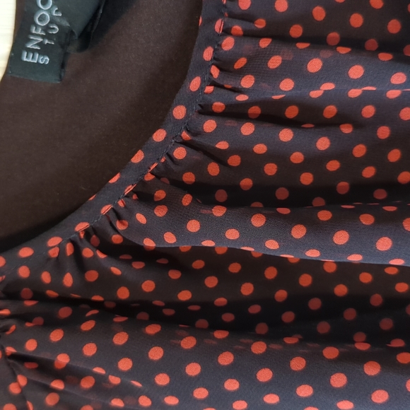 Gorgeous Enfocus Burnt Orange and Brown Polka Dot Dress Size 6 - Picture 2 of 7